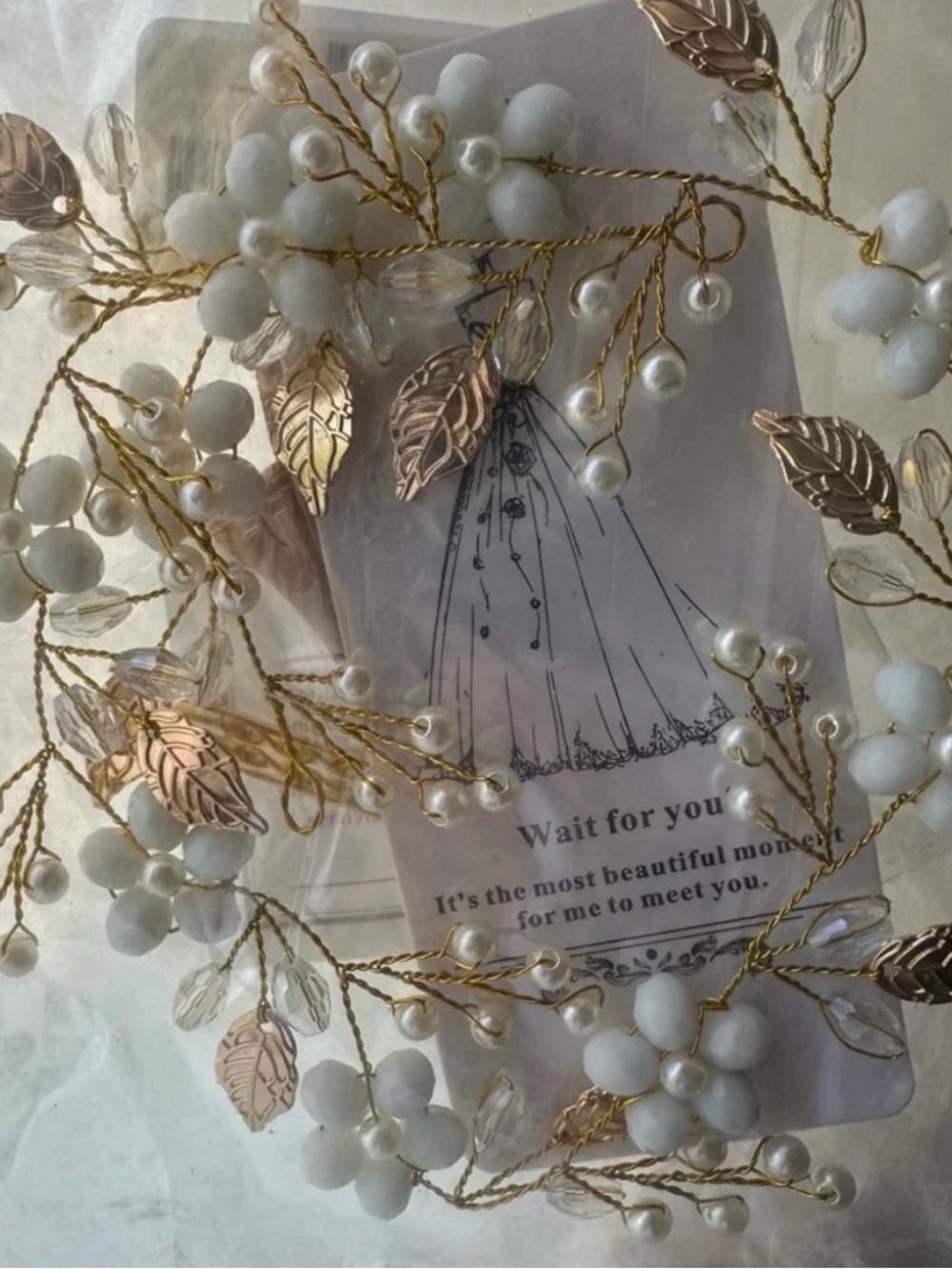 Aukmla Gold Bridal Hair Vine – Crystal Flower Headband Wedding Headpiece